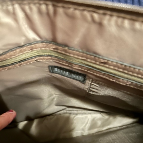 Bueno Faux Ostrich Leather Tote Bag – Taupe Textured Shoulder Handbag 16x14 - Picture 4 of 15